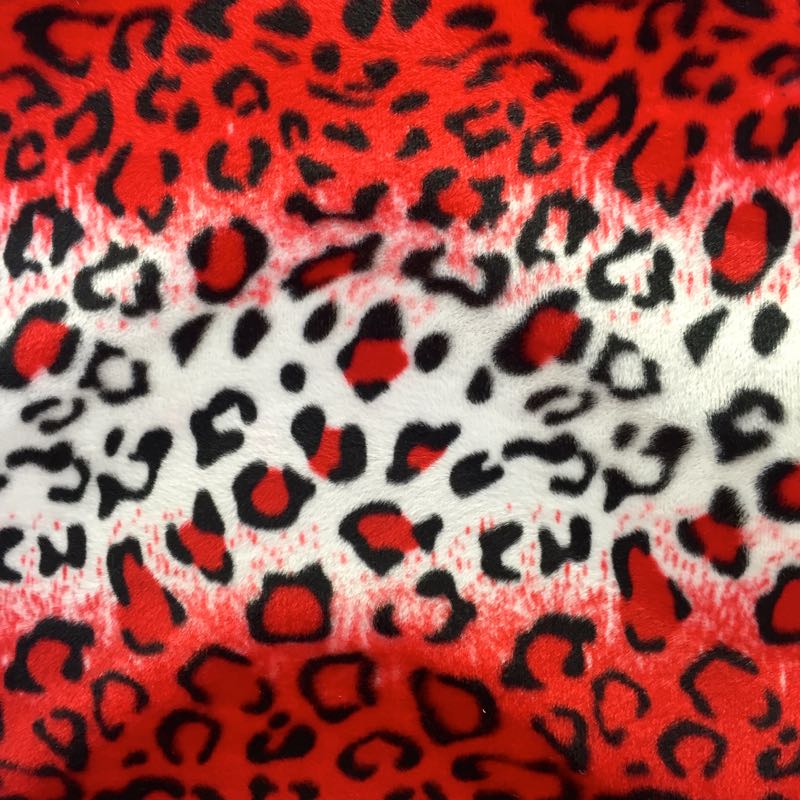 Velboa Animal Prints: 41 Leopard Red / White - Click Image to Close