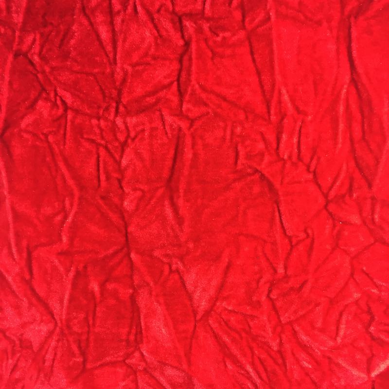 Red Crushed Flocked Velvet Fabric